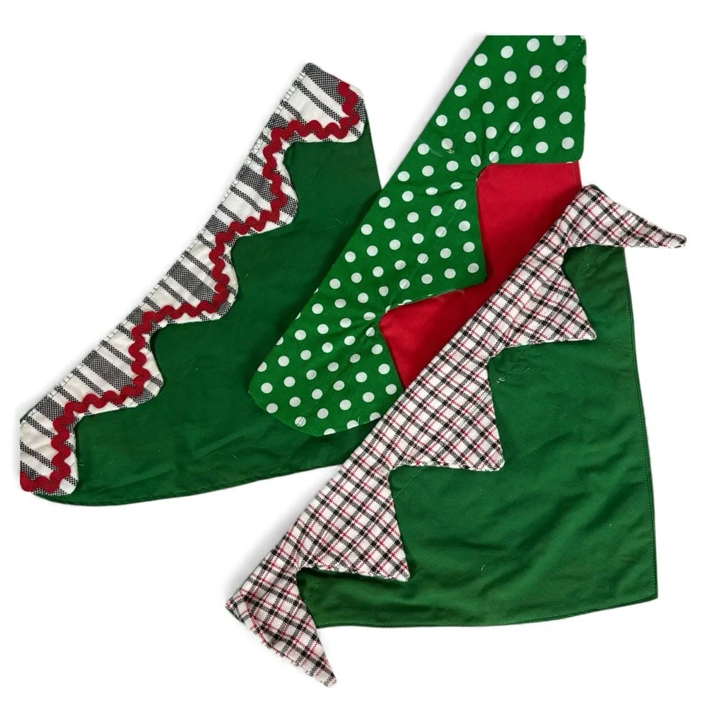 Handmade‎ Christmas Dog Collar Bandanas Set of 3 – Size Large 15